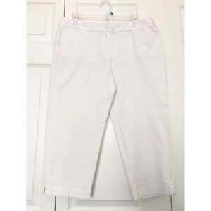 Loft White Crop Pants with Flat Front